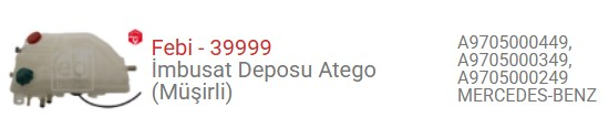 IMBUSAT DEPOSU ATEGO V-1-2 MUSURLU 970 500 0249-0349-0449